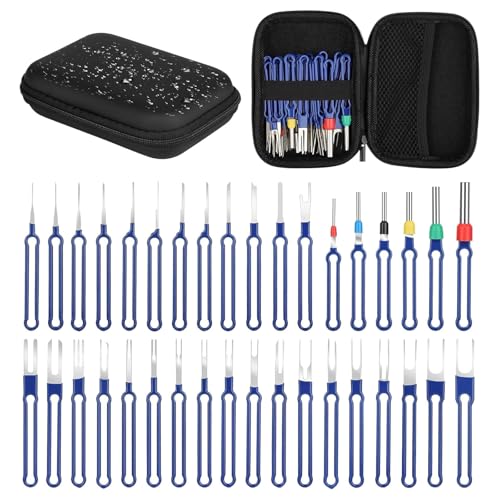 Yuiturt 36 Pcs Upgraded Terminal Removal Tool Kit, Pin Extractor Tool Universal Terminal Ejector Kit with Protective Bag, Electrical Wire Connector Pin Removal Tool for Car Automotive