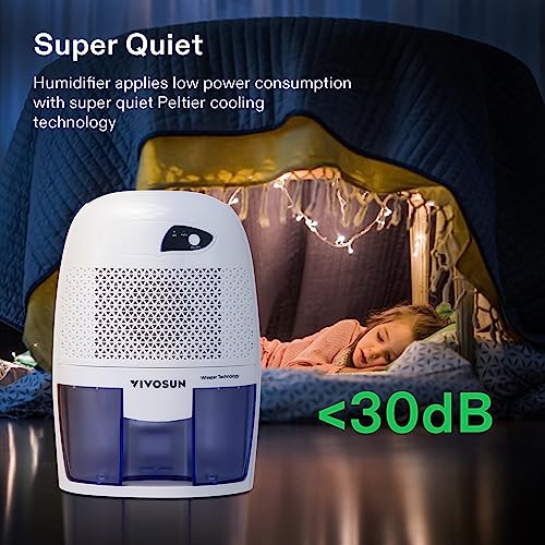 VIVOSUN Ultra-Quiet Mini Dehumidifier for Home, Bedroom, Bathroom, and Closet - 225 Sq. Ft., 500ML Tank, Auto Shut-Off