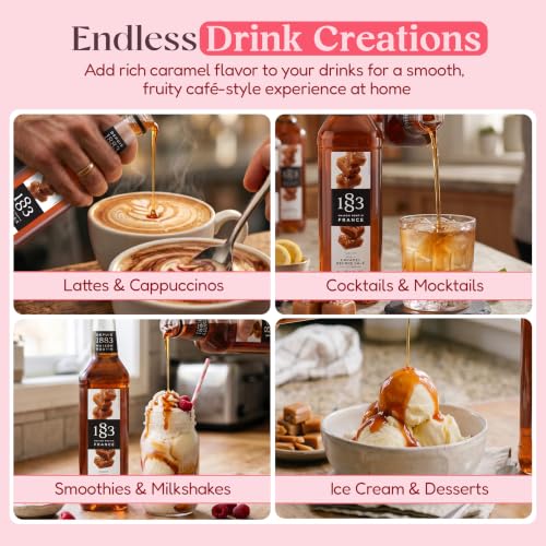 Image of 1883 Vanilla & Salted Caramel Syrups (Cafe Variety Pack) for Coffee & Drinks - 1 Liter Plastic Bottles (Pack of 2)