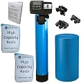 Whole House Water Softener System - Fleck 5600sxt Digital Meter Grain - includes bypass valve & brine tank with safety float (64k 1 Inch Bypass, Blue High Capacity Resin)