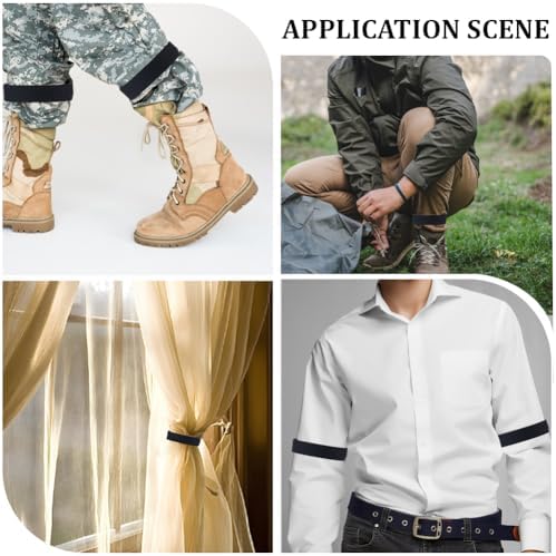 1 Box 6Pcs Pant Leg Strap Bicycle Pants Adjustable Western Ties Black Boot Blousers Military Cycling Garters Ankle Brace Cuff Clips Nylon Straps Braces for Pants Riding Biking Outdoor Sports — 사진 5