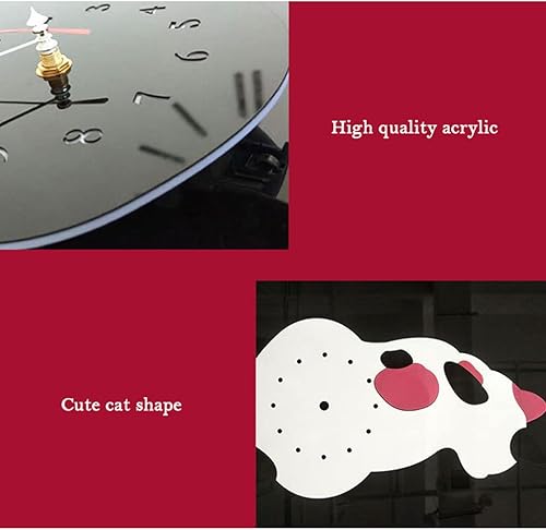 Miniatura 4 de AOKLEY Reloj de pared - Reloj de pared con péndulo de gato, reloj de pared acrílico creativo con cola móvil, regalo para amantes de los gatos negros