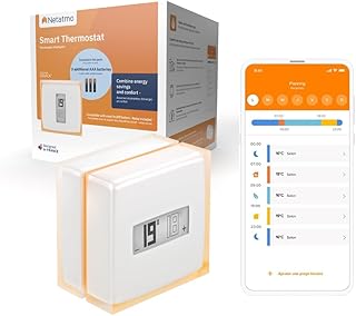Netatmo Thermostat Connecté et Intelligent Économe en Énergie –WiFi- Réduisez Les Factures & Contrôlez Le Chauffage à Distance par Application, Compatible avec Les Chaudières Individuelles, NTH01-AMZ