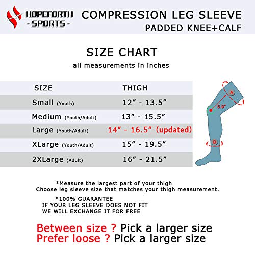 Hopeforth Knee Calf Padded 2 Pack Compression Leg Sleeve Thigh Sports Protective Gear Shin Brace Support For Football Basketball Volleyball Soccer Baseball Tennis Youth Kids Adult #TOP1