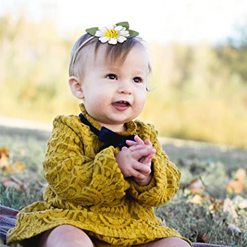 White Felt Daisy Baby Headband- Two Groovy and Groovy One Headband, Woodland Baby Headbands, New Born Shooting Props, Half Birthday Flower Headband3