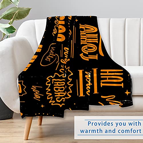 Couverture douce chaude lit canapé camping imprimé Hello 150x100cm