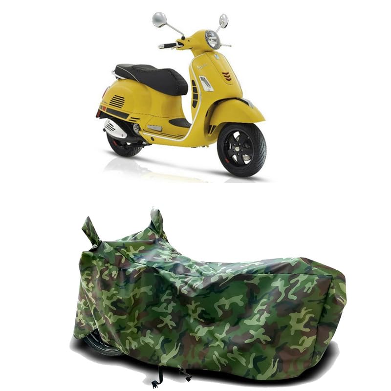 Image of DUFFEL-100% Heat Protection Two Wheeler Bike /Scooty Body Cover for Vespa VXL 150 Water Resistance /UV-Rays /Birds Dropping /Scratchproof /Dust Proof /Waterproof[Green Jungle Print]