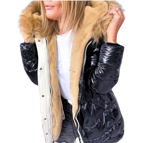 Womens Sequin Bling Warm Fuzzy Hooded Hoods Outfit for Women Long Sleeve Fall Winter Coats 2025 Trendy