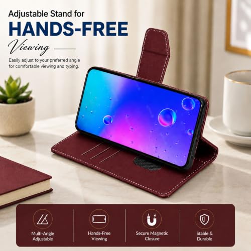 Image of SBMS Flip Cover for Oppo K13 5G Back Cover Case with Magnatic Closure | Inbuilt Stand | Card & Money Pocket (CoffeBrown)