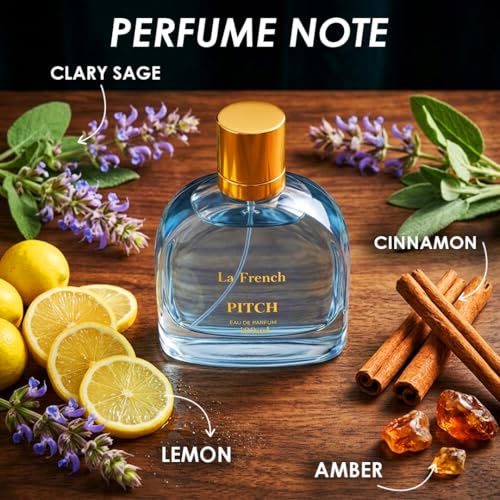 Image of La French Pitch Unisex Perfume 100ml | Long-Lasting Premium Fragrance with Clary Sage, Lemon & Amber Notes | Refreshing, Elegant Scent for Office & Party