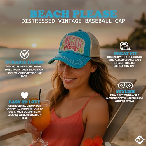 Image of Funky Junque Womens Baseball Cap Distressed Vintage Unconstructed Embroidered Dad Hat