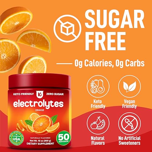 Image of Keppi Electrolytes Powder - Orange Flavor 50 Servings - Electrolytes Powder No Sugar with Potassium, Magnesium, Sodium - Sugar Free Electrolytes for Keto, Fasting & Hydration - Clean Electrolyte Drink