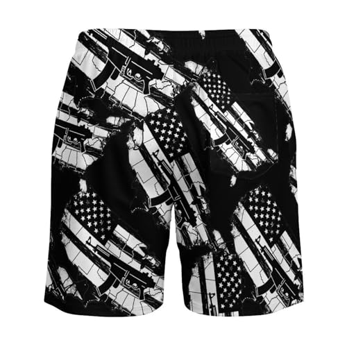 US Flag Map Guns Mens Swim Trunks with Quick-Drying Lining Beach Shorts for Outdoor Sports4