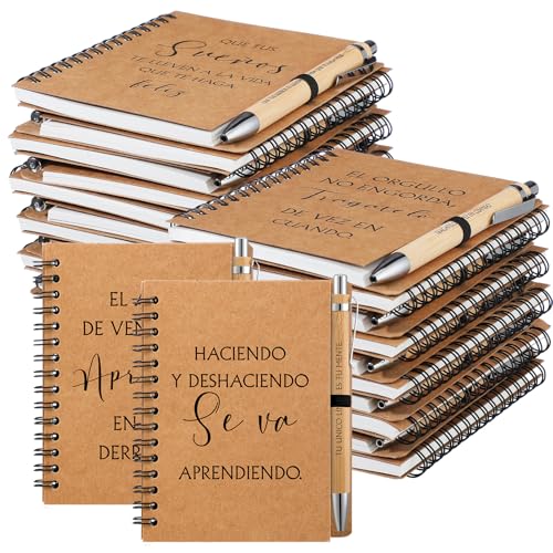 Resurhang 40 Pcs Spanish Inspirational Gift 20 Spiral Inspirational Notebook