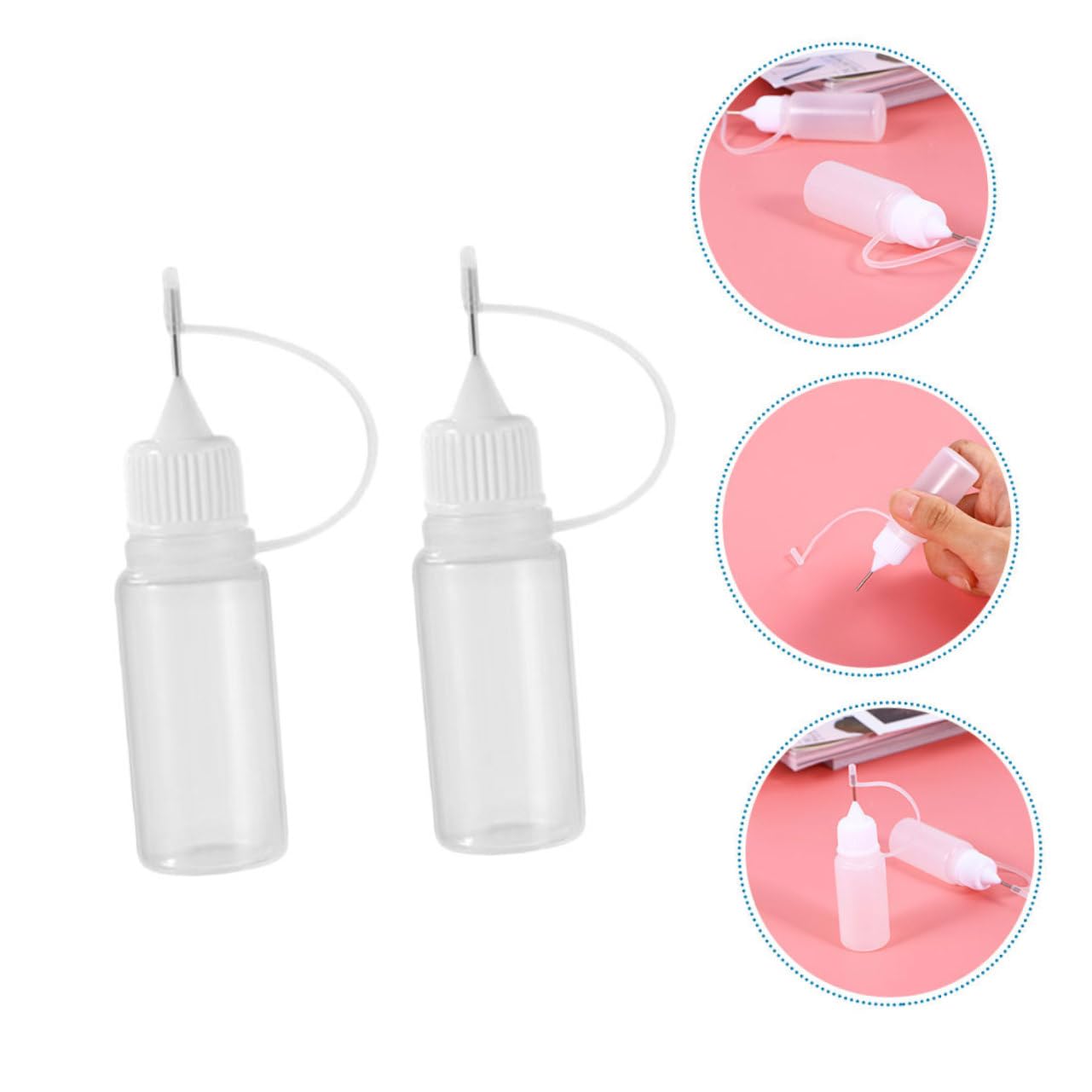 KICHOUSE Diy Projects Essential Oil Dispenser 10pcs Fine Tip Glue Bottles Brush Top