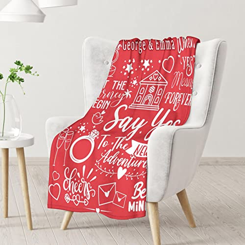 Custom Wedding Throw Blanket - Soft, Fuzzy & Warm - 50x60 Inches Marriage Prayer Blankets for Bride, Groom - Red Modern Throws Gifts for Newlywed Couples
