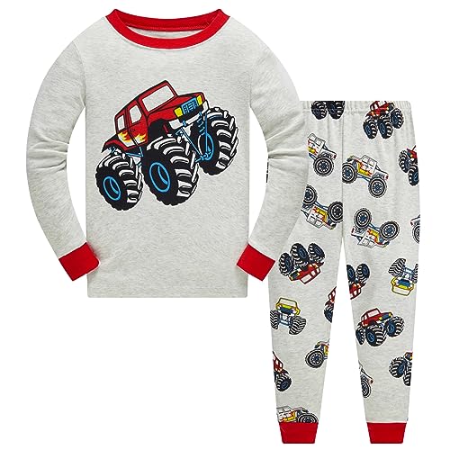 Akyzic Boys Planet Pajamas Sets 100% Cotton Pjs Toddler 2 Piece Long Sleeve Sleepwear Kids Clothes Sets Dinosaur Shirts