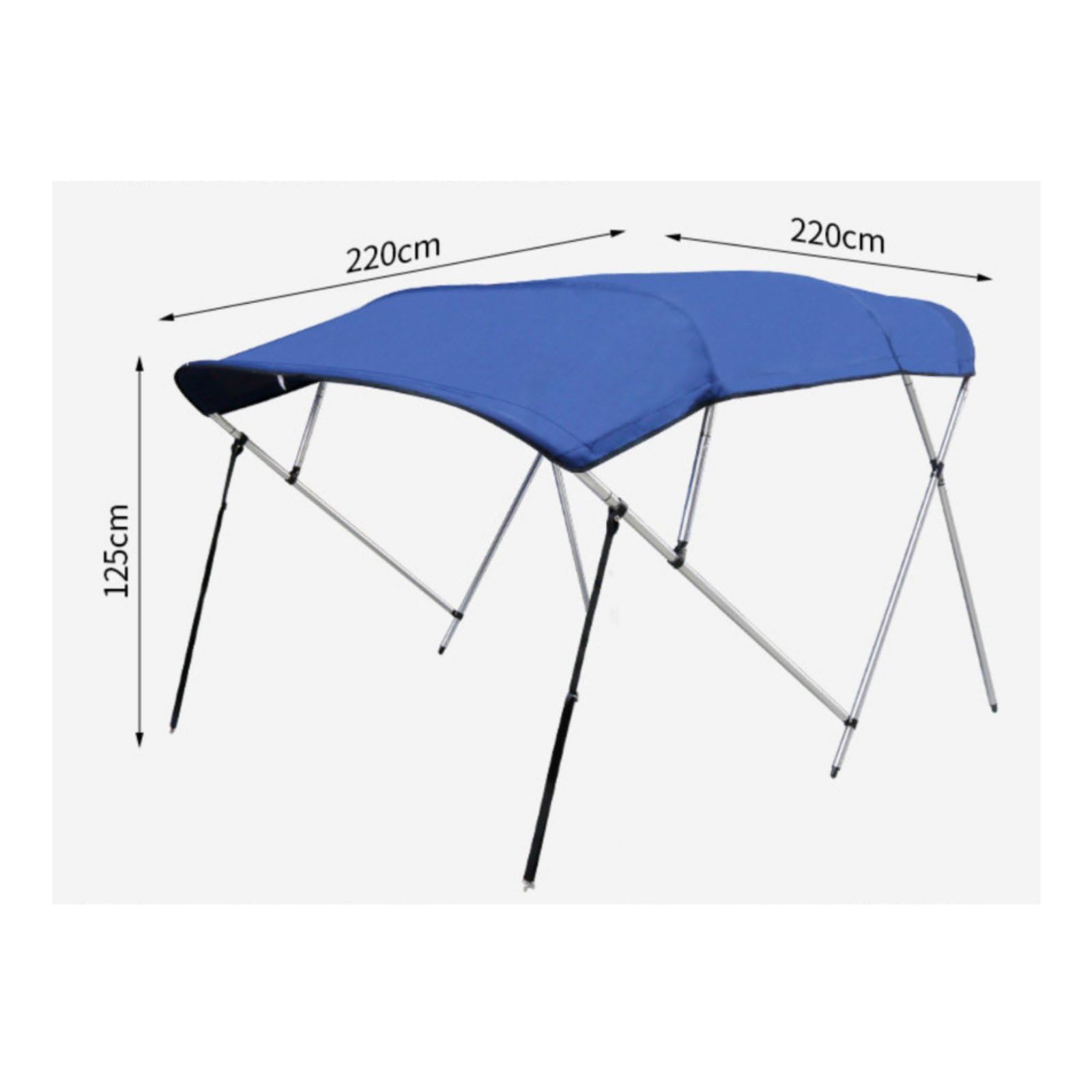 Tettuccio Barca Parasol Bimini Canopy Copertura Parasole Riparo Impermeabile Tessuto 600D Oxford Telaio Alluminio, Tendalino Per Barca A Quattro Traverse, 220x180x125 Cm-B