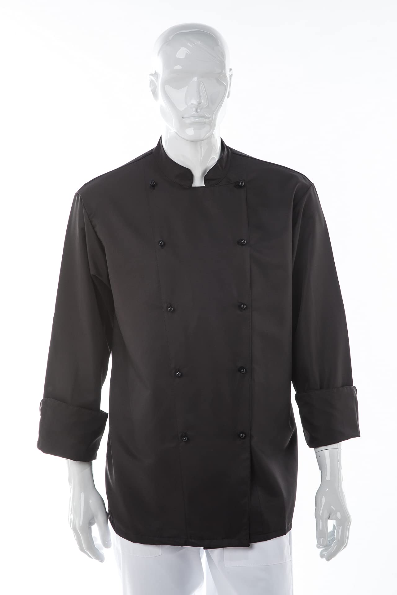 JOBLINE Giacca Cuoco Job Colore Nero in Misto Cotone Leggero con Bottoni Estraibili in Tinta Uomo Unisex Ideale per Chef Cuoco Professionisti Cucina Scuola Catering ristorazione tg. XS - 4XL