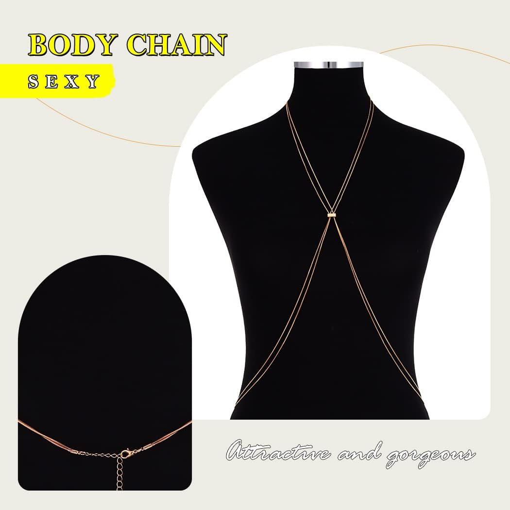 BODIY Gold Body Jewelry Chest Body Chains Bra Chain Jewelry Bikini Chest Accessories for Women - Image 6