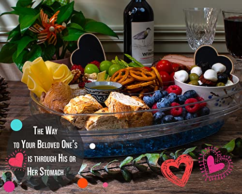 Gespink Ice Serving Tray For Parties, Party Serving Tray And Platter, Condiment Caddy With Ice Tray, Condiment Tray With Ice Chamber, Garnish Tray With Lid For Bar, Meat, Cheese Caddy, Ice Light #TOP4