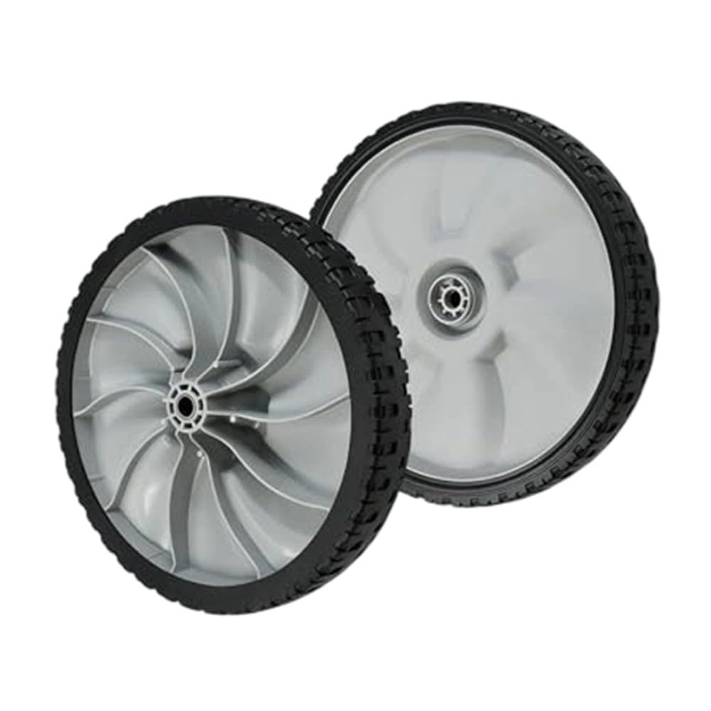 Ruota posteriore di ricambio in plastica da 11 x 1,75 pollici per tosaerba manuale compatibile con numero di parte 490-325-0023 e 634-04625, mozzo da 1/2", colore nero, per pneumatici