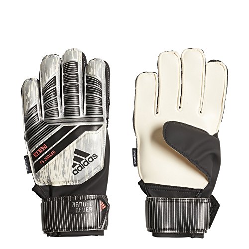 adidas Predator Junior Soccer Gloves,White/Silver Metal/Black/Solar Red,Size 6