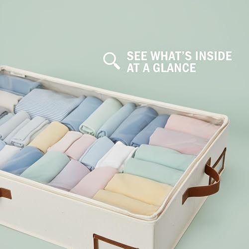 Miniatura 7 de StorageWorks Contenedores de almacenamiento debajo de la cama con contenedores de tela ultra gruesa debajo de la cama, organizador de armario para