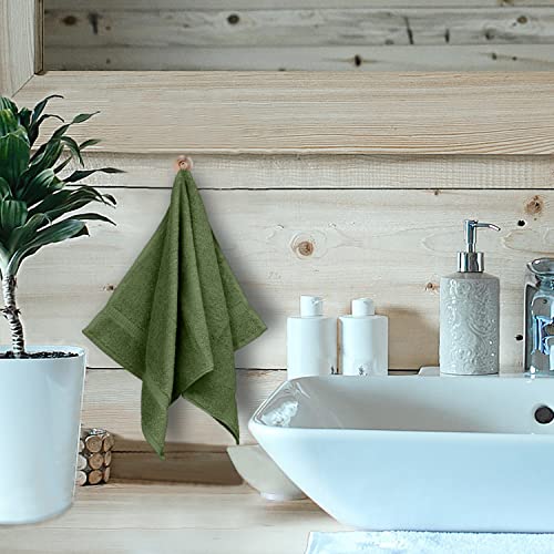 Image of Luxury Hotel & Spa Collection, Quick Dry 100% Turkish Cotton 700 GSM, Eco Friendly Towel, for Bathroom, Gymand Kitchen Dobby Border Soft Hand Towel Set 16 X 30, Moss, Hand Towels - Set of 6