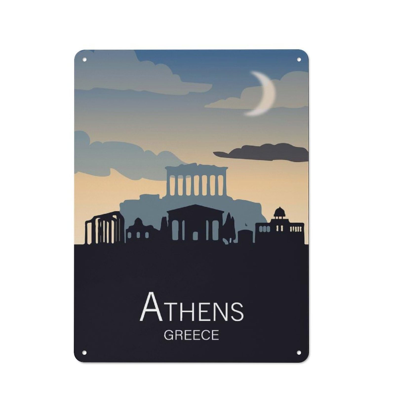 Retro Kitchen Metal Sign 40x30cm Featuring Athens, Bistro Wall Plaque for Restaurant, Kitchen, Counter Or Breakfast Nook