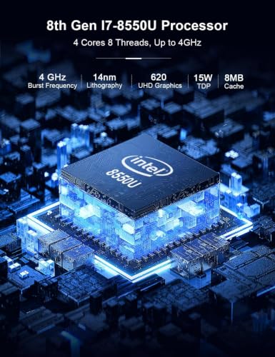 Image of HYSTOU Industrial Computer I7 8550U(4C /8T, Up to 4GHz) 16GB DDR4 256GB SSD | UHD Graphics 620,4K Triple Display,HD+EDP+DP,WIFI2.4G+5.0G,Dual Gigabit LAN,TPM2.0, 6RS232 COM, SIM Slot, Linux /Ubuntu