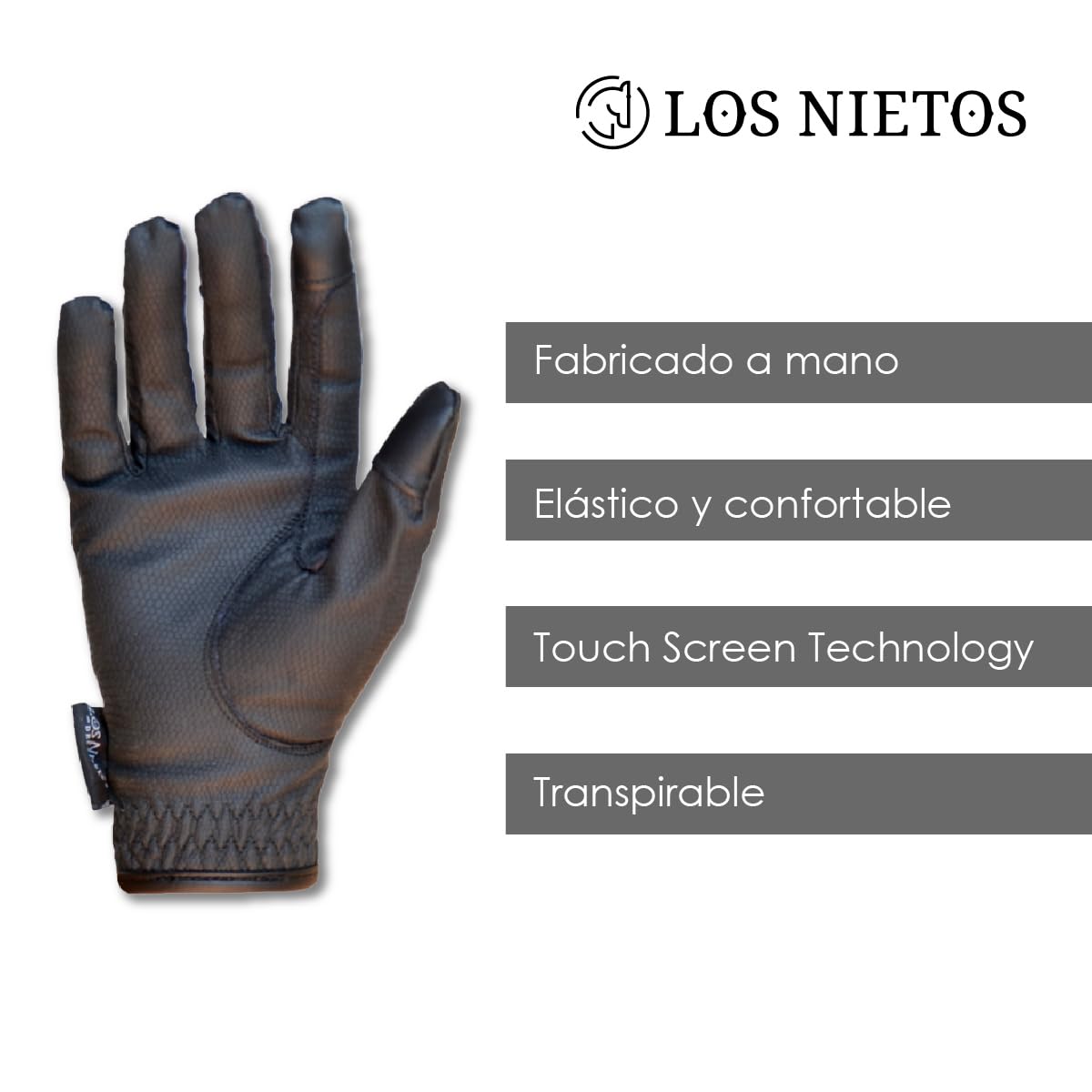 Guantes de equitación Serino Los Nietos Dressage | Talla: L | Equipamiento para el caballo | Producto de Guarnicionería | Tradición artesana | Los Nietos