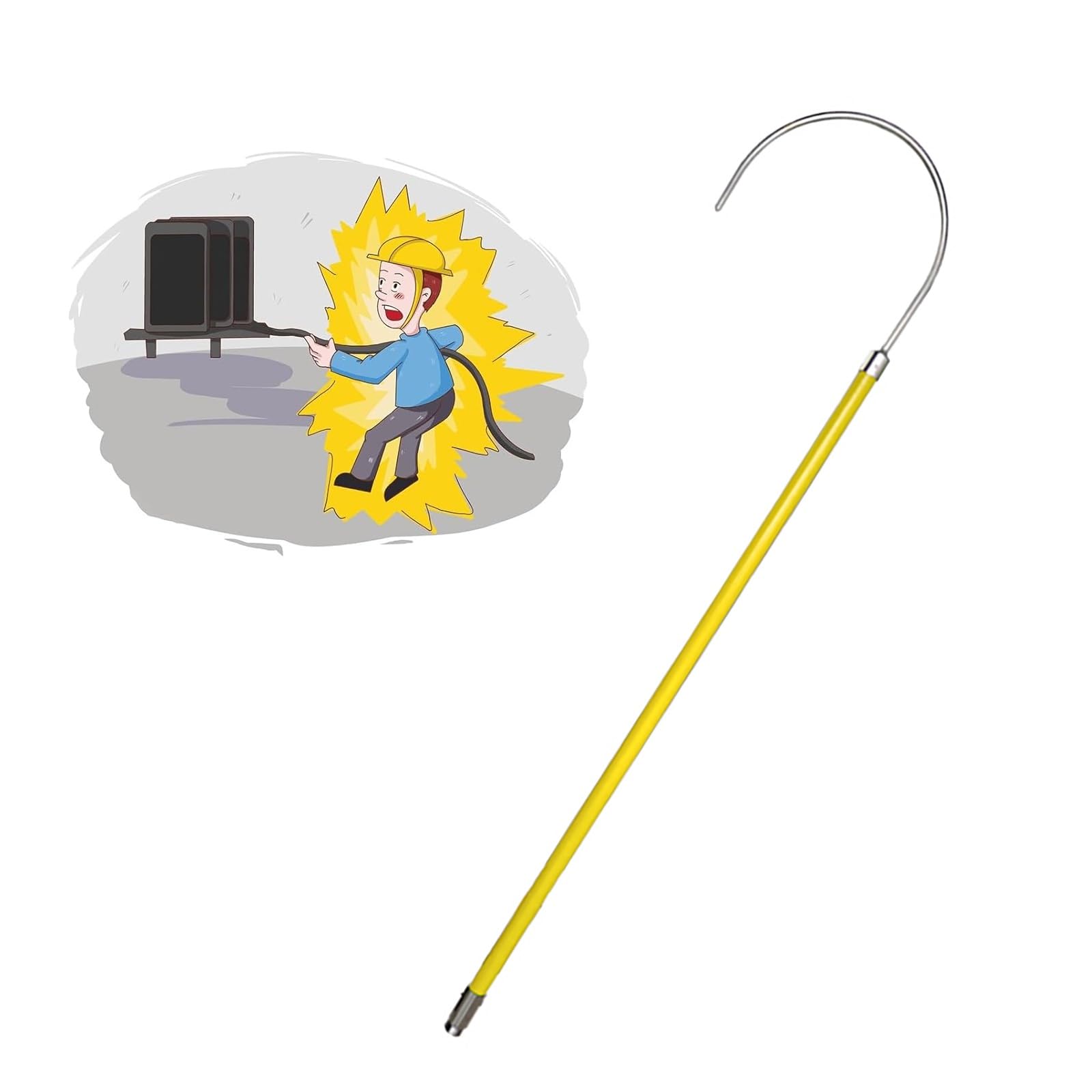 GHHVFEC Insulated Rescue Hook, Non-Conductive Safety Pole Stick for Emergency Care, 1.5m (4.9ft) Life-Saving Tool, Electrical Safety Equipment, Essential Rescue Gear
