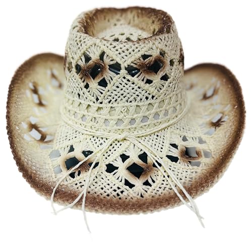 Chapéu Country Creme e Marrom Sertanejo Rodeio Shows Peão Cowboy Unissex
