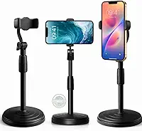 Suporte De Mesa Para Celular Articulado 360° Ajustável Altura 23-32cm Base Estável Garra Antiderrapante Para Lives, Videochamadas E Escritório Universal Smartphones - Premium