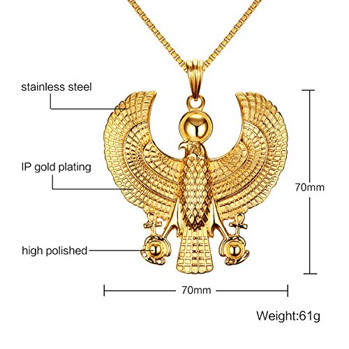 JAJAFOOK Mens Stainless Steel Egyptian Horus Bird Pendant Necklace,24" inches Chain2