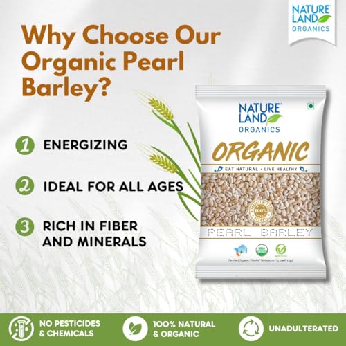 Image of Natureland Organics Pearl Barley 500 Gm (Pack of 15) - Organic Barley