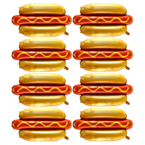 8 Pcs Hot Dog Balloons Large Hot Dog Foil Balloon Suitable for BBQ Parties Food Festivals Birthday Parties Carnivals and Other Occasions Decorate