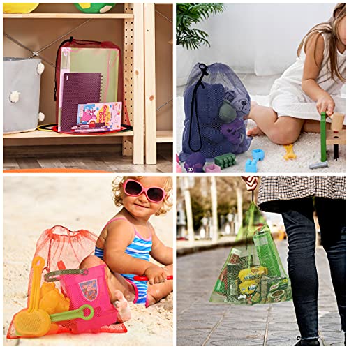 Belle Vous Veelkleurige Nylon Gaas Waszakken met Trekkoord (10 Stuks) - 35,5 x 40 cm - Zak met Koord voor Opslag, Reizen, Wassen, Sportuitrusting, Strand, Speelgoed, Golf en Zwemmen - Image 7