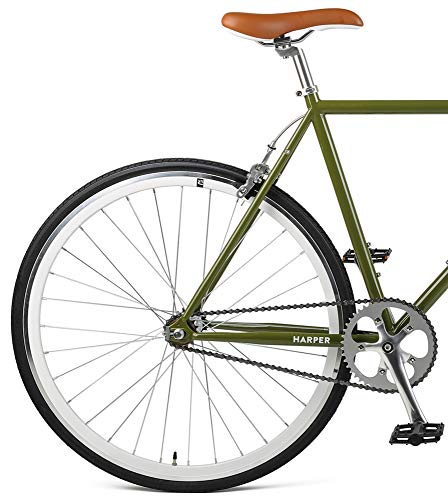 Retrospec Harper Single-Speed Fixed Gear Urban Commuter Bike, 60cm, xl, Retrospec Sage Green