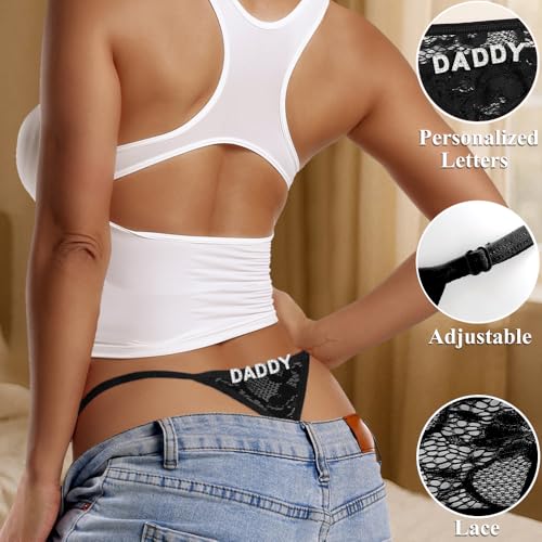 Image of Sexy Underwear for Women, Lace Thongs with Sparkling Letter Charms, Fun and Flirty Panties for Women Sexy