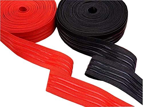 Miniatura 2 de Cinta elástica de silicona antideslizante de 1 pulgada para costuracabellopuños de esquí, ropa interior de 5 yardas por rollo (1 pulgada, negro)