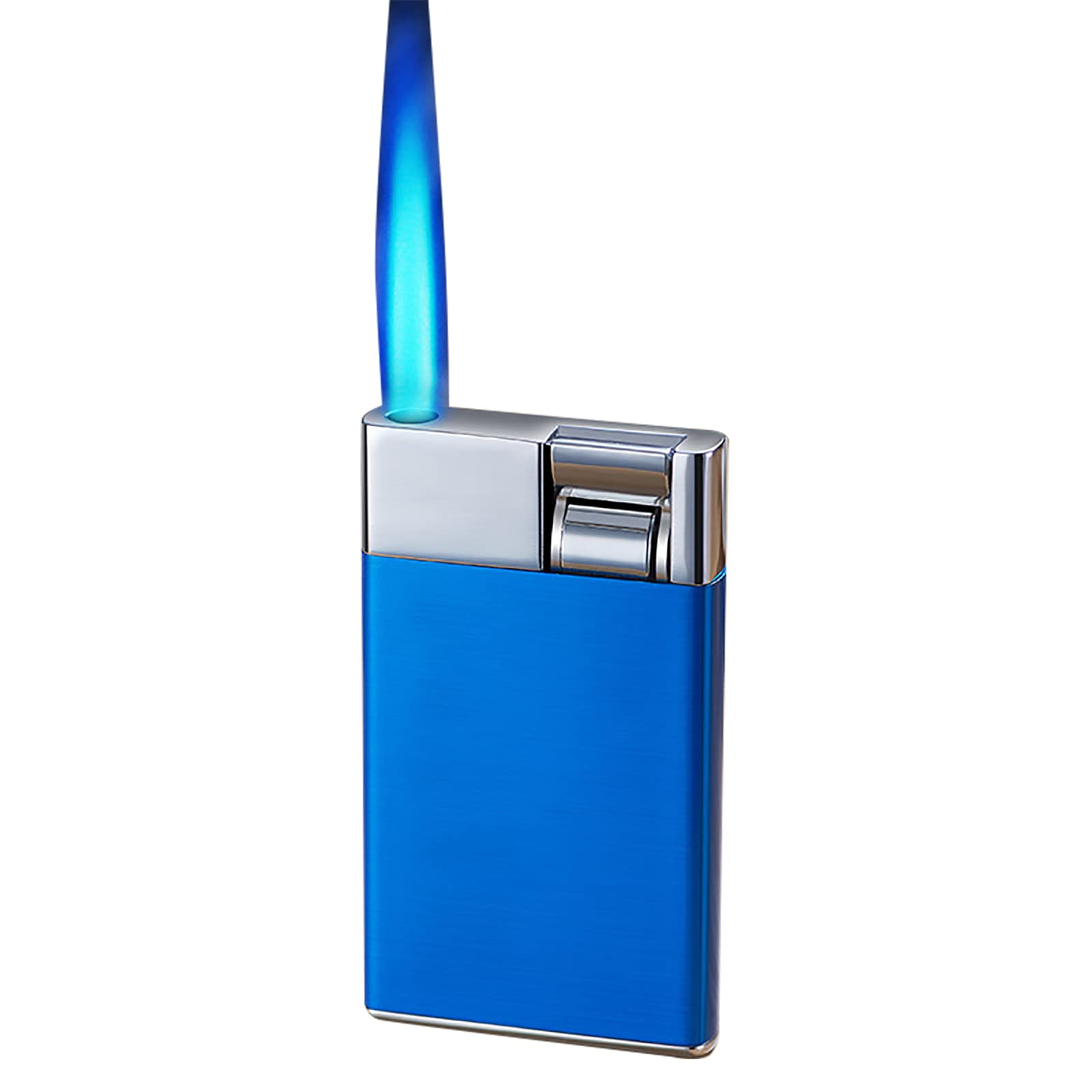 Encendedor de Linterna Encendedor de Butano Recargable Encendedor de Metal a Prueba de Viento (Gas No Incluido), Azul
