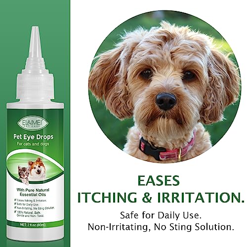 Onznoz Haustier Augentropfen 60Ml, Antibakterielle Augentropfen Für Haustiere, Augentropfen Für Hunde Und Katzen, Lindert Juckreiz Und Irritationen, Trockenheit, Schwellungen, Tränenflecken (1pcs)