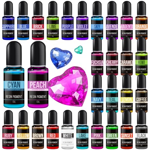 Pigment de Résine époxy Liquide - 30 Couleurs Colorant de Résine Epoxy Transparent Hautement Concentré pour la Fabrication de Bijoux, Coloration de la...