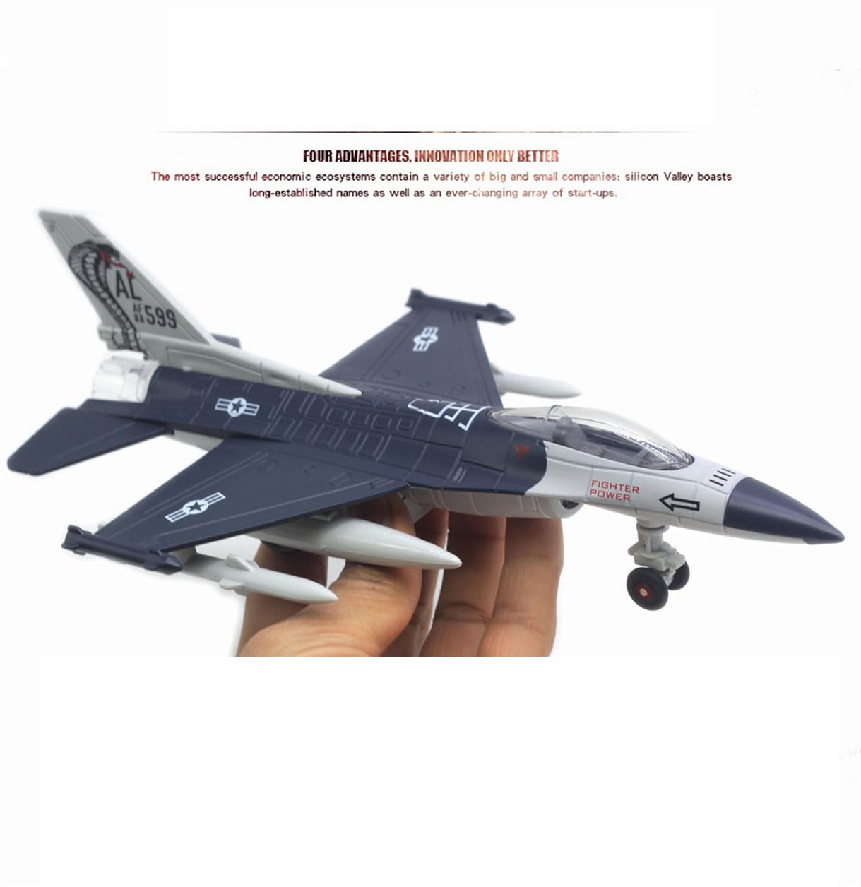 Modello di aereo in lega — Jet da combattimento F-16, aereo militare in lega, regalo di compleanno per ragazzi, modello militare da collezione (base inclusa)