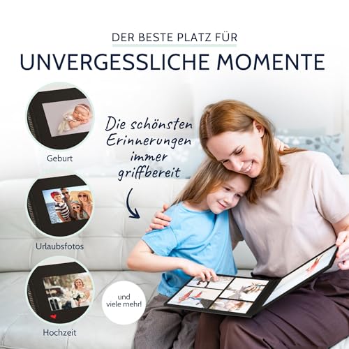 goldbuch 25 997 Spiralalbum Bella Vista, Foto Album 35 x 30 x 1,5 cm - Spirale ⌀ 2,8 cm, Fotoalbum, 40 schwarze Seiten, vorderes Cover aus Leinen, Fotobuch für Bilder und Fotos zum Einkleben, Schwarz