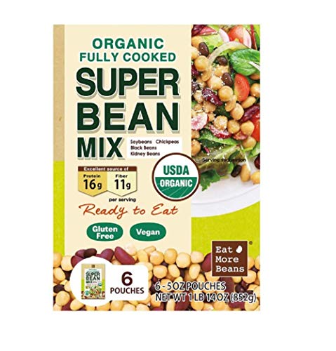 Organic Fully Cooked Super Bean Mix (6-5 oz Pouch) 852 Grams