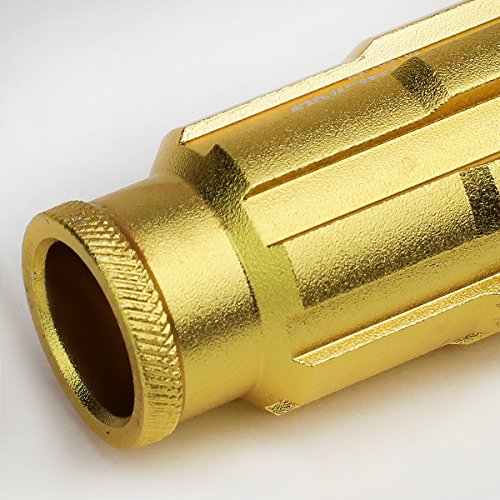 Image of DNA MOTORING LN-ZTL-9025-15-GD 20Pcs M12 x 1.5 Open End Style Wheel Lug Nuts w /Deep Drive Extension Adapter, 24mm OD /50mm H, Gold