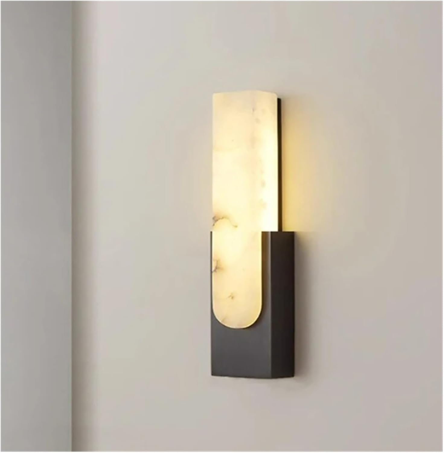 CWCQGH Marble LED Decorative Wall Lamp Black Copper Bedroom Study Dining Room Corridor Lighting Fixtures Modern,Black